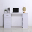 HOMCOM 120cm Computer Desk Writing Table PC Workstation Study Laptop Stationery w/ 3 Shelf & Drawers White