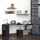 360 Degree Rotating Corner Desk, L-Shaped-Black