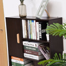 Free Standing Bookcase Shelves W/ Two Doors, 80L x 23.5W x 123Hcm-Walnut
