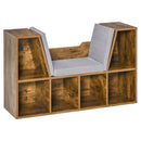Bookcase Shelf Storage Seat with Cushion Sideboard Kids Children Reading Bedroom Living Room Organizer Rustic Brown Unit Adults Six Cubes Organiser