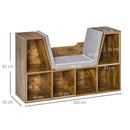 Bookcase Shelf Storage Seat with Cushion Sideboard Kids Children Reading Bedroom Living Room Organizer Rustic Brown Unit Adults Six Cubes Organiser