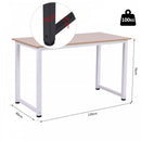 Computer Desk W/ White Metal Frame MDF, 120W x 60D x 76Hcm-Oak Grain Tone