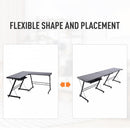 L Shaped Computer Desk W/ Keyboard Tray-Black