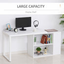 Corner Desk L-Shaped I-Shaped Computer Desk with Rotating Storage Shelf, White Wood Grain
