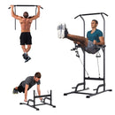 Pull Up Tower Multi-Function Power Tower Black Height Adjustable Abs Dip Station  Home Gym Strength Training Fitness Equipment