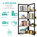 Steel Triangle Frame 4-Tier Storage Shelf Black