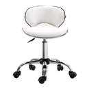 PU Leather Rolling Swivel Salon Chair Salon Stool with Backrest White
