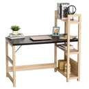 Rectangle Desk with 3-Tier Book Shelf Wide Display Table for Home Study, Office, Black Wood Grain