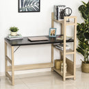 Rectangle Desk with 3-Tier Book Shelf Wide Display Table for Home Study, Office, Black Wood Grain
