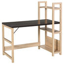 Rectangle Desk with 3-Tier Book Shelf Wide Display Table for Home Study, Office, Black Wood Grain