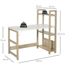 Rectangle Desk with 3-Tier Book Shelf Wide Display Table for Home Study, Office, White Wood Grain