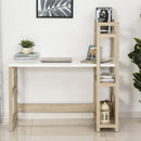 Rectangle Desk with 3-Tier Book Shelf Wide Display Table for Home Study, Office, White Wood Grain