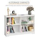 Contemporary 2-Tier Low Bookcase, Wooden 4 Cube Shelving Display Storage Unit Office Living Room Furniture with Adjustable Shelf, White 4-Cube Shelf for