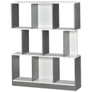 3-Tier Wooden Bookcase, Display Shelf Freestanding Decorative Storage Shelving, Home Office Grey and White Shelves Decor
