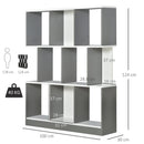 3-Tier Wooden Bookcase, Display Shelf Freestanding Decorative Storage Shelving, Home Office Grey and White Shelves Decor