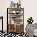 Bookshelf, Floor-Standing Storage Cabinet with 3 Shelves and Cupboard with Double Door, Bookcase in Home Office, Living Room, Multifunctional, Industrial Design - Rustic Brown