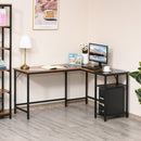 L-Shaped Computer Desk Industrial Cornor Writing Desk with Adjustable Storage Shelf Space-Saving Home Office Workstation Rustic Brown Compact Gaming