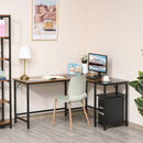 L-Shaped Computer Desk Industrial Cornor Writing Desk with Adjustable Storage Shelf Space-Saving Home Office Workstation Rustic Brown Compact Gaming