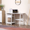 Compact Computer Desk with Storage Shelves Study Table with Bookshelf PC Table Workstation for Home Office Study White Writing