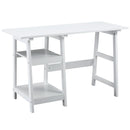 Compact Computer Desk with Storage Shelves Study Table with Bookshelf PC Table Workstation for Home Office Study White Writing