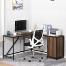 L-Shaped Computer Corner Desk with Cabinet, Adjustable Shelf, PC Table Workstation for Home Office, Space-Saving, Industrial Style - Walnut and Black