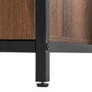 L-Shaped Computer Corner Desk with Cabinet, Adjustable Shelf, PC Table Workstation for Home Office, Space-Saving, Industrial Style - Walnut and Black