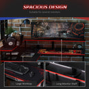 HOMCOM L-Shape Corner Gaming Desk Computer Table with Elevated Monitor Shelf Workstation, Black Red