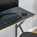 Home Office Computer Desk, Modern Simple Style Writing Table, PC Laptop Workstation with K-Shaped Legs for Study, Bedroom, Living Room, Navy Blue Desk Table w/