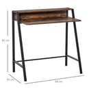 84cm Wide Writing Desk Computer Table Home Office PC Laptop Workstation Storage Shelf Color Rustic Brown Metal Frame
