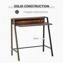84cm Wide Writing Desk Computer Table Home Office PC Laptop Workstation Storage Shelf Color Rustic Brown Metal Frame
