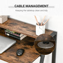 84cm Wide Writing Desk Computer Table Home Office PC Laptop Workstation Storage Shelf Color Rustic Brown Metal Frame
