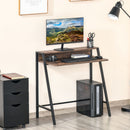 84cm Wide Writing Desk Computer Table Home Office PC Laptop Workstation Storage Shelf Color Rustic Brown Metal Frame