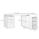 L-Shaped Computer Desk Home Office Corner Desk Study Workstation Table with Storage Shelves and Drawers, White