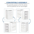 L-Shaped Computer Desk Home Office Corner Desk Study Workstation Table with Storage Shelves and Drawers, White