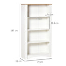 4-Tier Bookcase, Modern Multi-Purpose Storage Cabinet, Freestanding Display Unit for Study, Living Room, White Bookcase