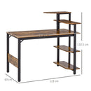 Compact Computer Desk Writing Table Modern Home Office w/ Shelf Rack Storage, Brown and Black Shelf