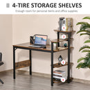 Compact Computer Desk Writing Table Modern Home Office w/ Shelf Rack Storage, Brown and Black Shelf