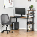 Compact Computer Desk Writing Table Modern Home Office w/ Shelf Rack Storage, Brown and Black Shelf