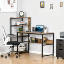 Computer Desk with 4 Storage Shelves Writing Study Desk with Bookshelf for Home Office Sturdy Student Workstation for Small Spaces with Steel Frame w/
