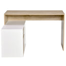 L-Shaped Corner Computer Desk Study Table PC Work w/ Storage Shelf Drawer Office, Oak and White Office
