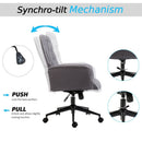 Office Chair Computer Seat Adjustable Armrest Desk Mid Linen Swivel Back-Grey