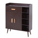 Hallway Side Cabinet Storage Unit Pine Wood, 80L x 29.5W x 96Hcm-Walnut