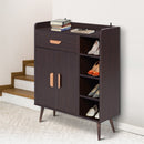 Hallway Side Cabinet Storage Unit Pine Wood, 80L x 29.5W x 96Hcm-Walnut