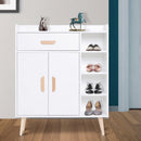 Hallway Side Cabinet Storage Unit Pine Wood, 80L X 29.5W X 96Hcm-White