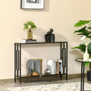 Industrial Console Table with Storage Shelf, Narrow Hallway Dressing Desk with Metal Frame for Living Room, Bedroom, Rustic Brown Black