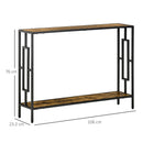 Industrial Console Table with Storage Shelf, Narrow Hallway Dressing Desk with Metal Frame for Living Room, Bedroom, Rustic Brown Black