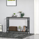 Industrial Console Table with Storage Shelf, Narrow Hallway Dressing Desk with Metal Frame for Living Room, Bedroom, Rustic Brown Black