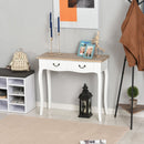 Entryway Console Table with 2 Convenient Storage Drawers, Tabletop for Display, and Vintage Design, White &