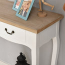 Entryway Console Table with 2 Convenient Storage Drawers, Tabletop for Display, and Vintage Design, White &