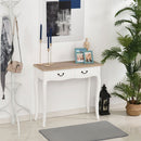 Entryway Console Table with 2 Convenient Storage Drawers, Tabletop for Display, and Vintage Design, White &